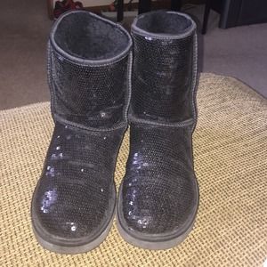 Black sequin UGG boots