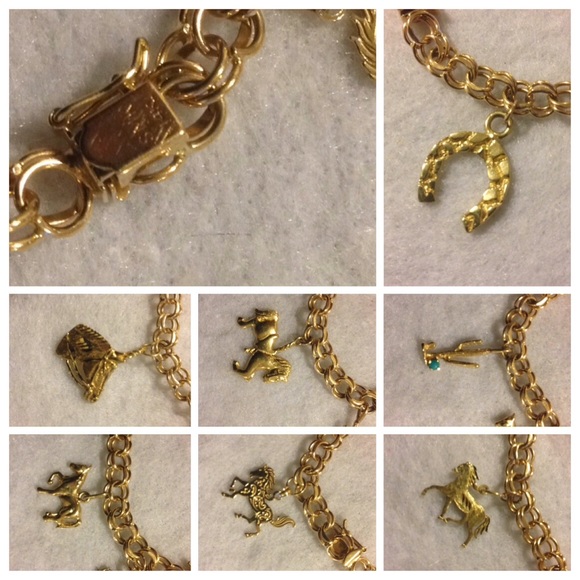 14kt solid gold charm bracelet - Picture 3 of 3