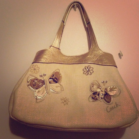 Coach wicker butterfly handbag