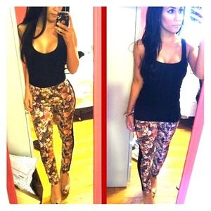 Topshop Petite Floral Cigarette Pant