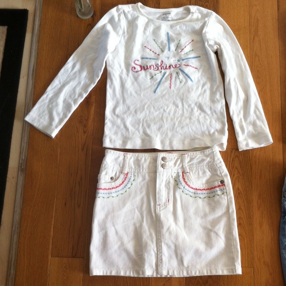 Kids denim skirt with long sleeve shirt