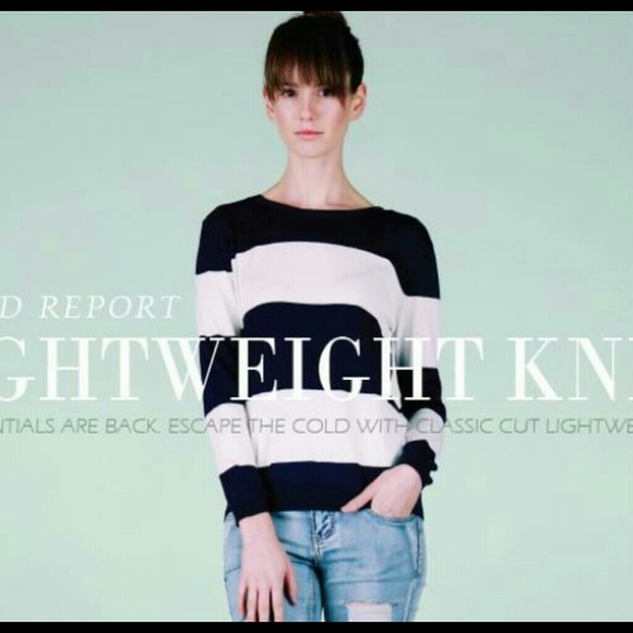 NWT Navy & White Striped Sweater - Picture 2 of 2