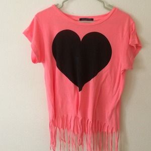 ⚡️FLASH SALE⚡️Wildfox Heart Fringe Coachella Tee