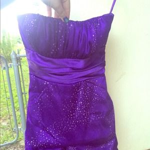 Short purple homecoming/prom dress.