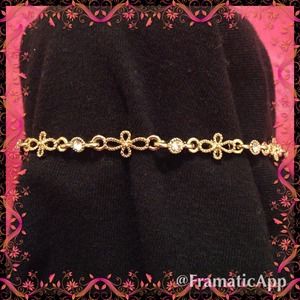 Gold CZ Anklet Adjustable Length - 8.5 -11"