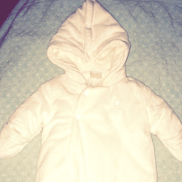 White Absorba baby (0-3 months) winter coat onsie