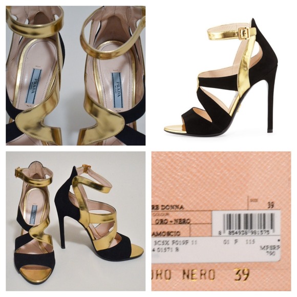 Prada Suede and Metallic Criss Cross Heels - Picture 7 of 8
