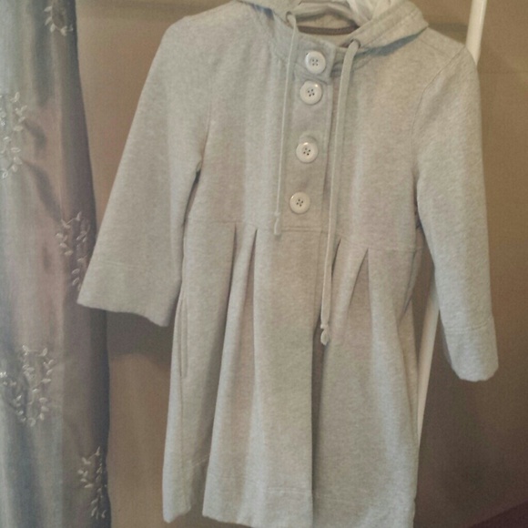 Grey Hooded Sweatshirt Jacket