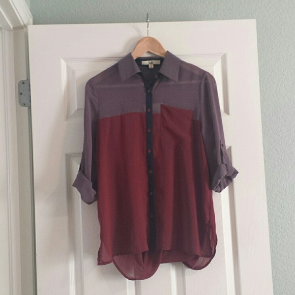 Colorblock open back silk blouse