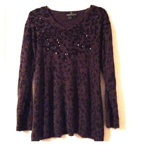 Black Leopard Sequin Knit Sweater