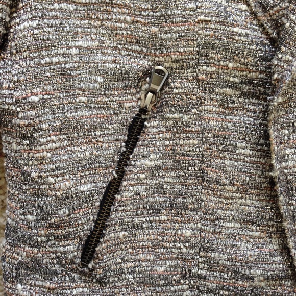 Zara Metallic Tweed Boucle Moto Blazer Jacket - Picture 4 of 4