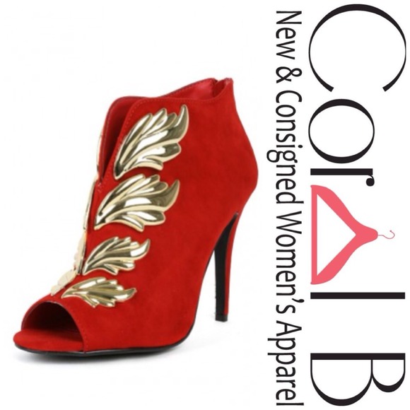 Wing Stiletto Red Booties - Picture 2 of 2