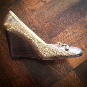 Coach Wedge Pumps in Gold