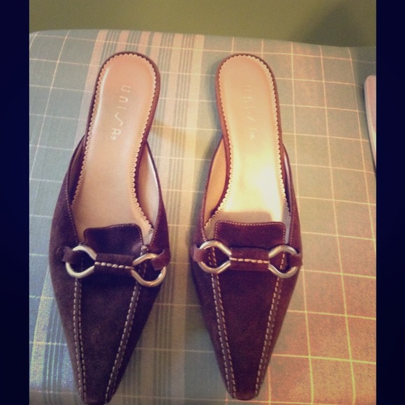 SOLD!!!!!Very cute suede mules by UnsiaSOLD!!!