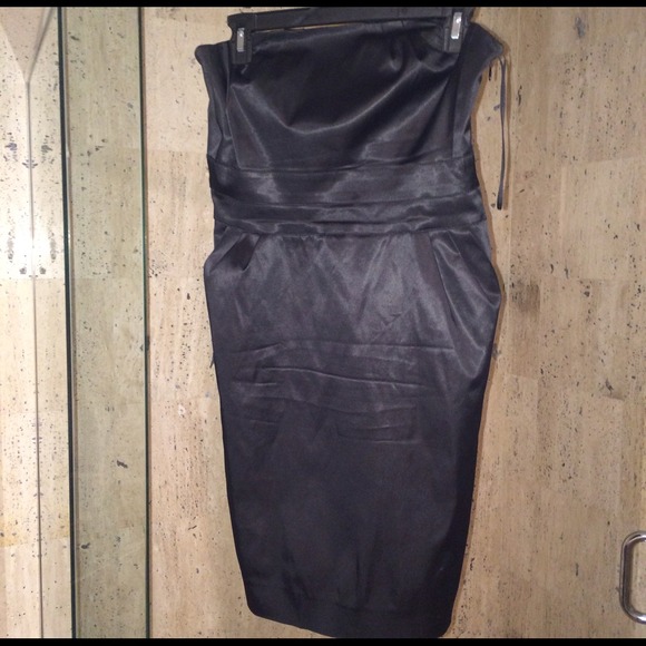 MNG Collection Glam Black Satin Tube Dress