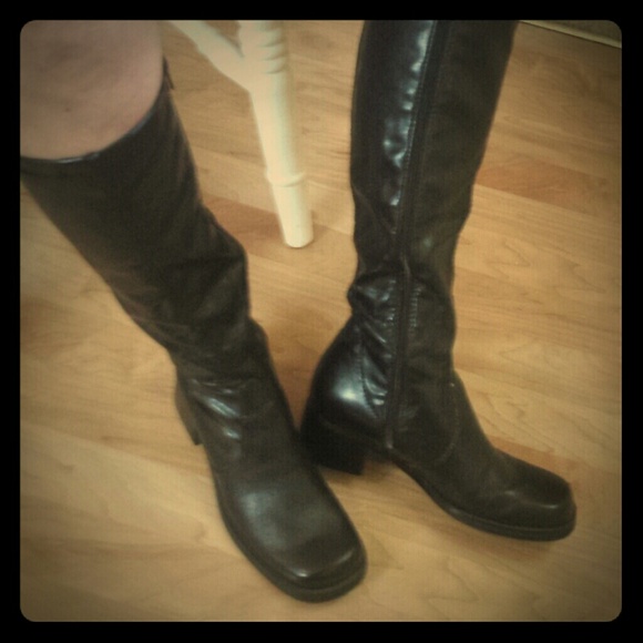 Knee High Black Leather Boots