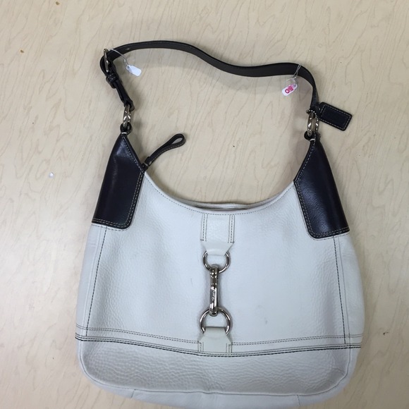Coach Handbags - Price reduced!!! Coach White / Black Leather Purse