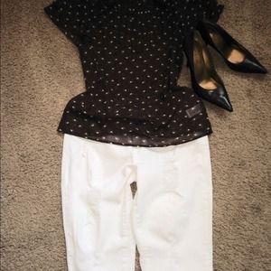 Distressed white denim Skinny jeans