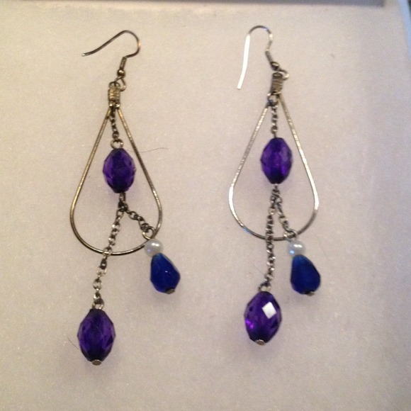 Hand Crafted Glass & Pearl chandelier Earrings