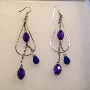 Hand Crafted Glass & Pearl chandelier Earrings