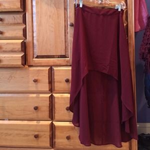 Maroon High-Low Skirt.