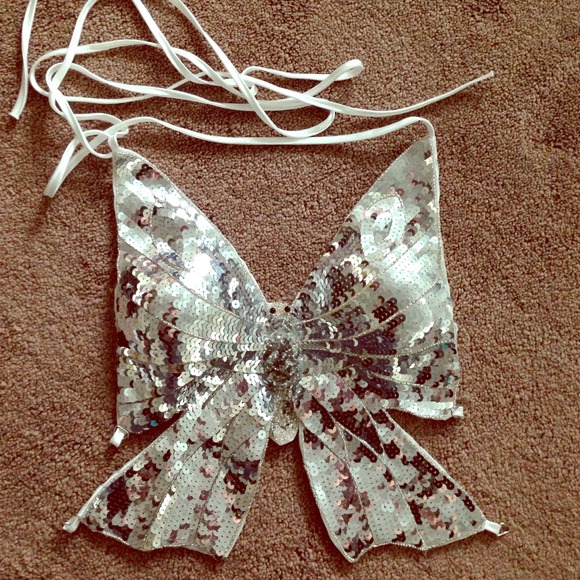 Silver sequin butterfly top
