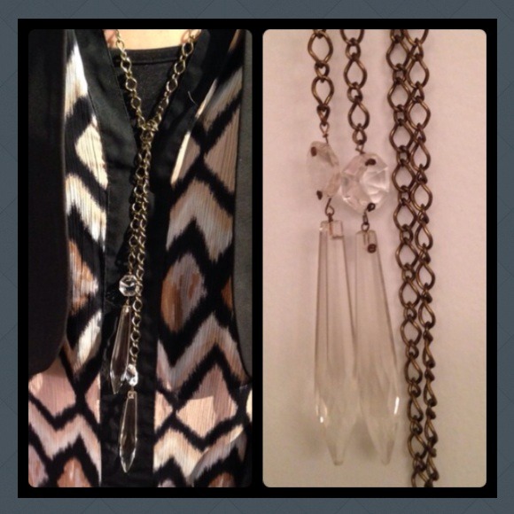 Upcycled Crystal Chandelier Lariat Necklace