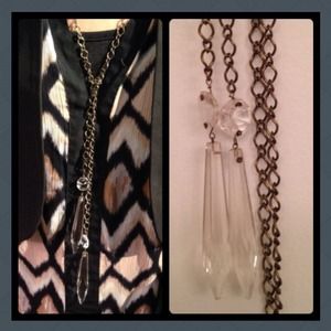 Upcycled Crystal Chandelier Lariat Necklace