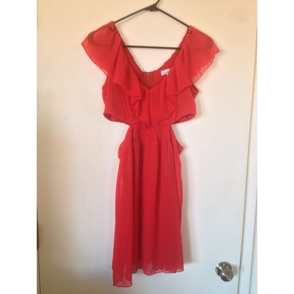 Red cut out chiffon