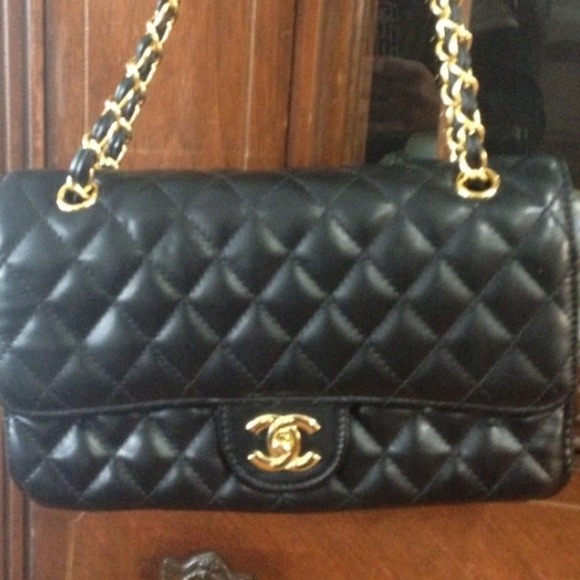 Black quilted tote