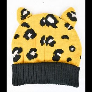 Leopard Print Beanie with Ears