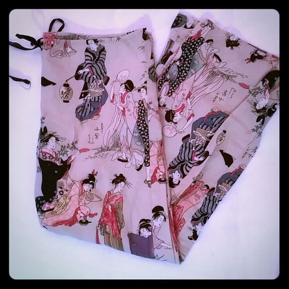 Geisha print pajama pants