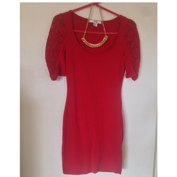 Red body con dress