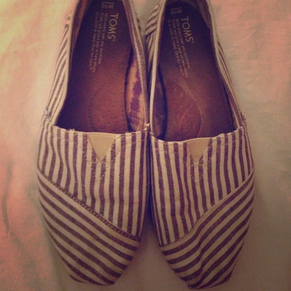 TOMS Shoes - Striped tan and creme toms shoes