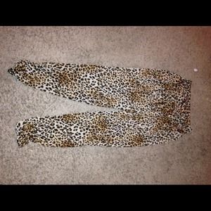 Silk leopard print pants