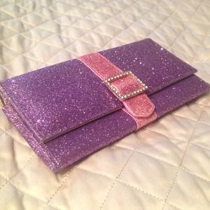 Glitter Purple & Pink Buckle Wallet