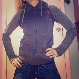 Gray Nike Therma-Fit Zip-Up Hoodie, Fleece-Lined