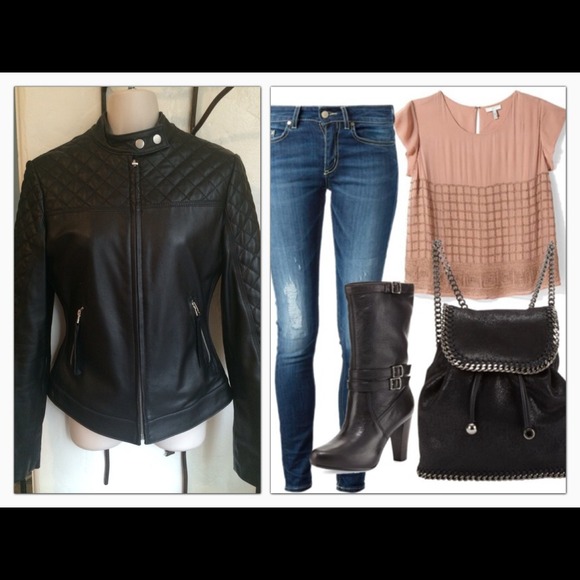 Black Leather Biker Jacket...100% Real Leather