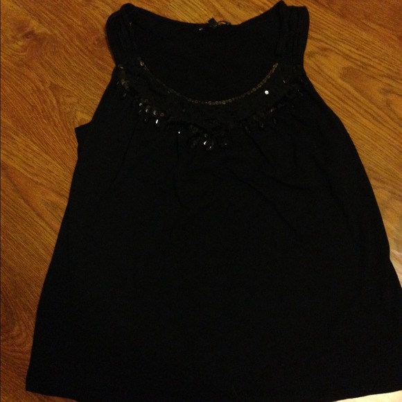 FINAL REDUCTION! Black Flowy Sequin/beaded Top - Picture 1 of 4