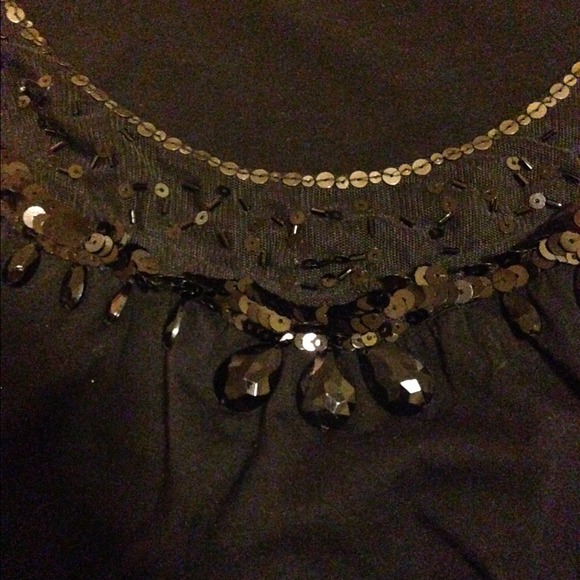 FINAL REDUCTION! Black Flowy Sequin/beaded Top - Picture 2 of 4