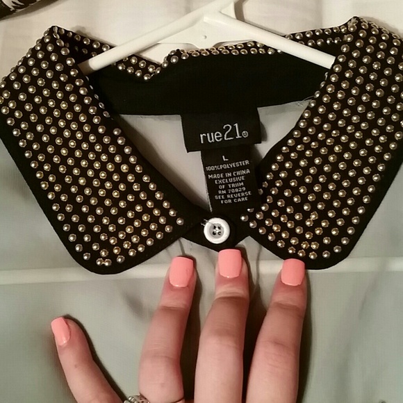 Sheer Teal Stud Shirt - Picture 2 of 4