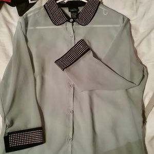 Sheer Teal Stud Shirt