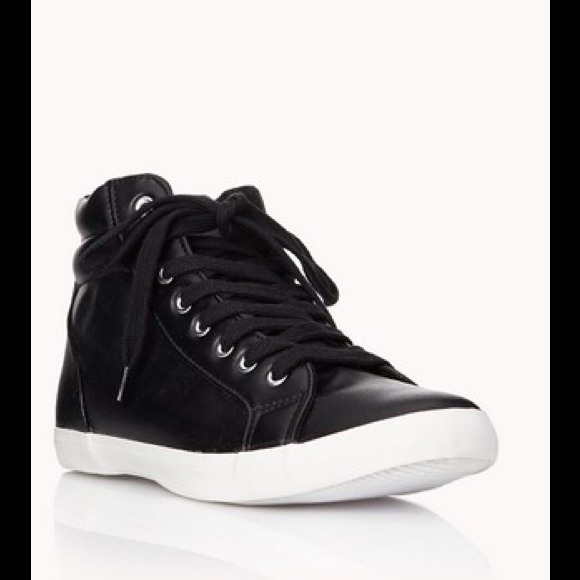 Black high top fashion sneakers