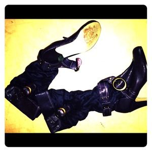 Purple Faux Suede n Leather Boot