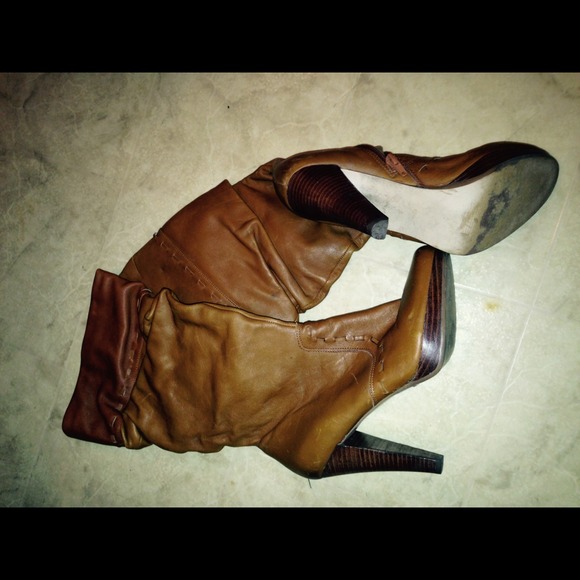 Calf Length Carmel Leather Boots