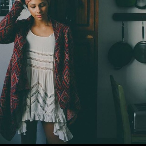 Free people white lace trapeze dress