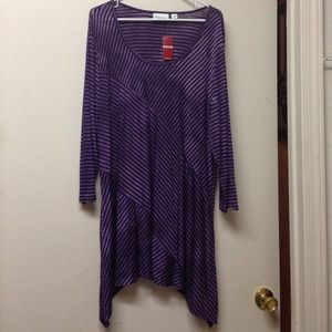 avenue purple with black striped shirt