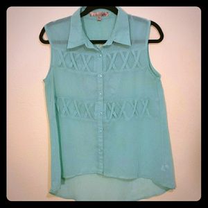 Buttoned Down Mint Sheer Top
