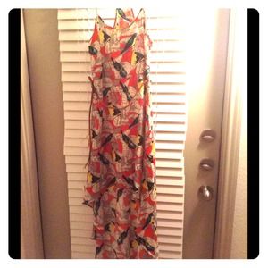 Red Tropic Print Dress