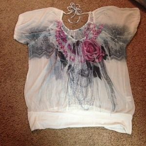 Maurice's sheer shirt with lace